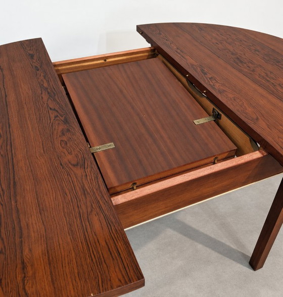 Tavolo da pranzo rotondo allungabile in palissandro, Mid-Century, anni '60-'70 – Tavoli da pranzo, Legno (photo 2 of 10)