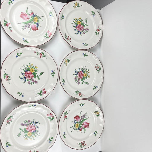 Set van 6 KG Luneville dinerborden – Straatlantaarnpatroon