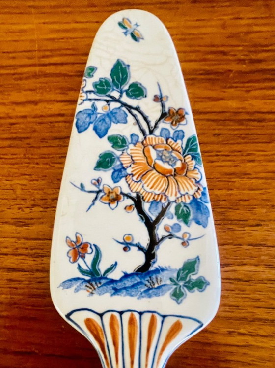 Image 1 of Plat à pâtisserie et pelles à gâteaux vintage en porcelaine de Gien, ensemble de 3