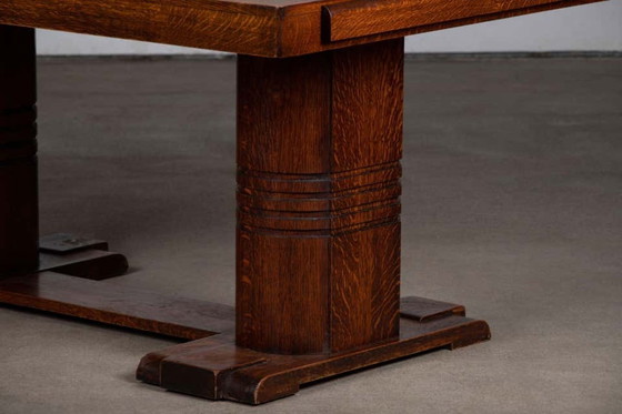 Image 1 of French Art Deco oak table, Dudouyt, 1940
