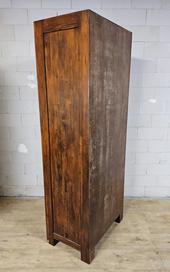 Image 1 of 2x Kolonialstil-Vitrinenschrank aus Holz mit Schublade / Porzellanschrank / Bücherregal / Barschrank