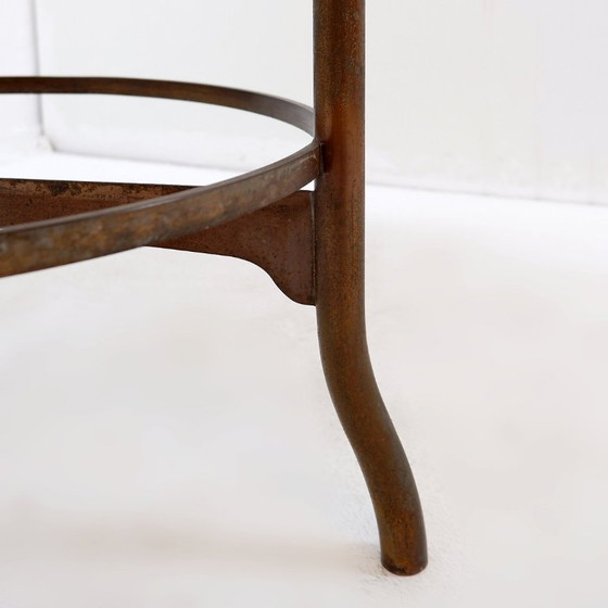 Image 1 of Portoro" pedestal table / Side table in metal with marble top