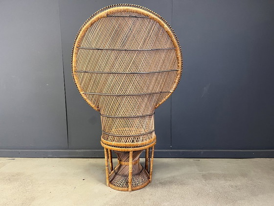 Image 1 of Fauteuil paon vintage en osier, années 1970