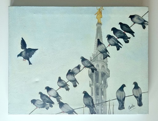 Oil Painting on Canvas Milan Cathedral Carla Camporini 40x30