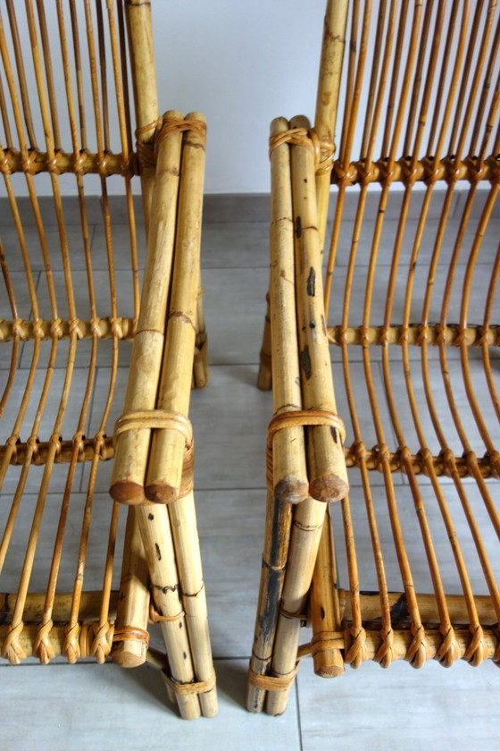 Image 1 of Par de sillones Dal Vera de bambú y ratán, 1970.