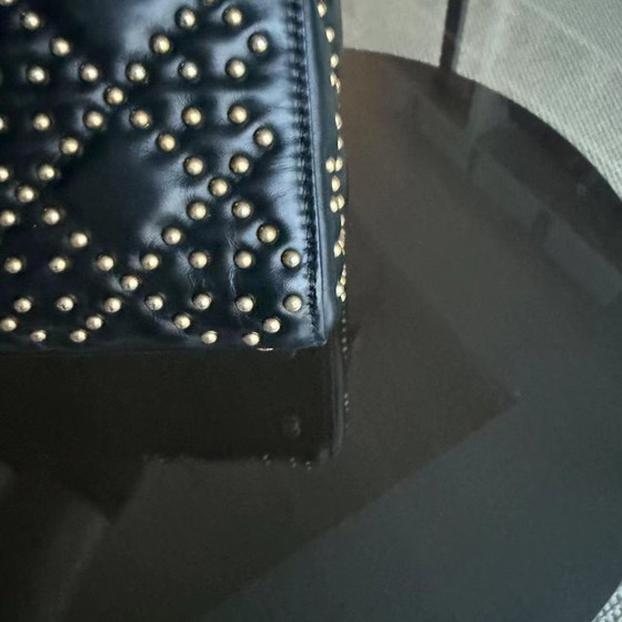 Image 1 of DIOR LADY MINI GESTEPPTES NIETENBELEUCHTUNGS-LAMMLEDER SCHWARZ GOLDENE BESCHLÄGE