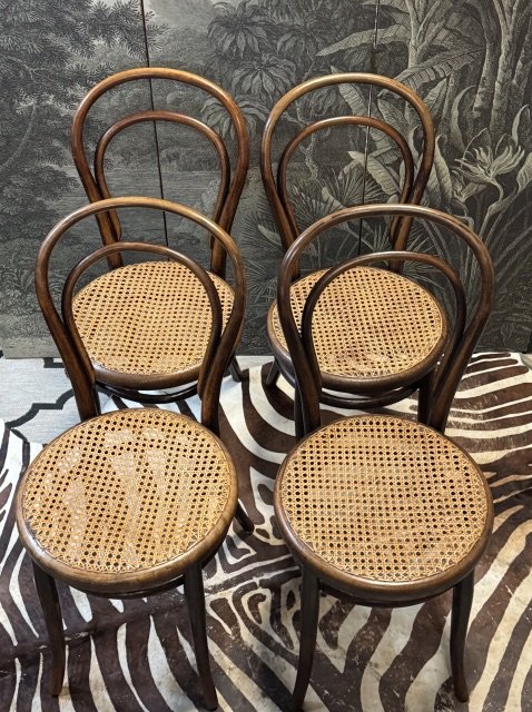 Image 1 of 4 antique Thonet bistro chairs no. 14 with authenticity seal