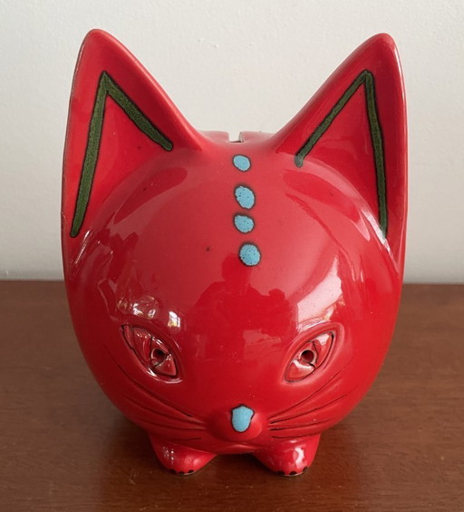Bertoncello - Vintage red "cat" money box