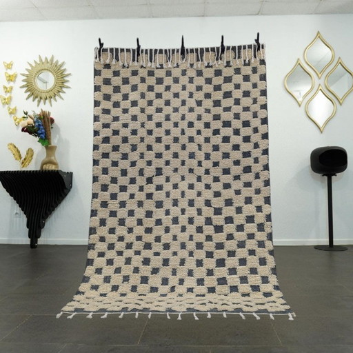 Berberteppich – 261 cm x 153 cm – weiße und graue Wolle