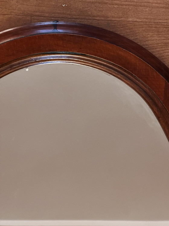 Miroir ovale vintage en bois teinté – 66 × 48,5 cm – Wood, Glass (photo 3 of 15)
