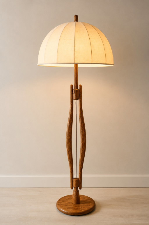 Zeldzame Ashmuth Leuchten sculpturale houten vloerlamp uit de jaren 70 – Mid-Century Modern design (photo 2 of 8)