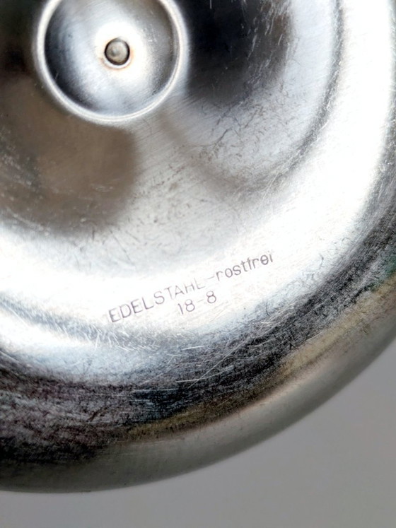 Image 1 of Set of 6 Vintage Polaris Norway Stainless Steel Egg Cups, Scandinavian Tableware