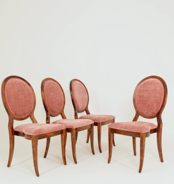 Image 1 of Ensemble de 6 chaises de salle à manger vintage en rose indienne