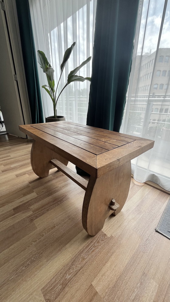 Image 1 of Panchina in legno massiccio di quercia lavorata a mano - stile rustico casalingo (89 x 44 x 50 cm)