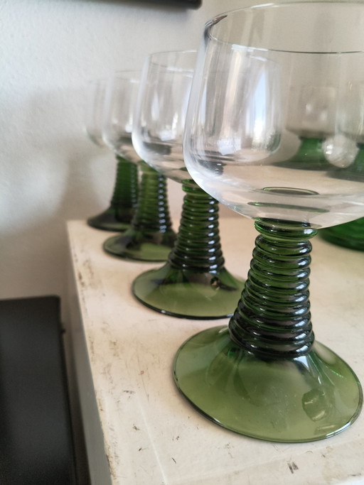 Prachtige 8-delige Set Vintage Luminarc Roemer Wijnglazen (4x 15cm, 4x 14cm) – glazen karaffen, Glass (photo 2 of 9)