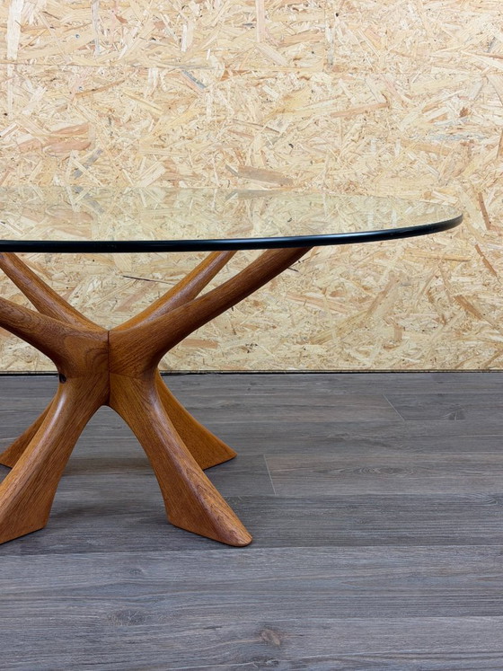Teakhouten salontafel T118 glas uit de jaren 60/70 van Illum Wikkelso voor Niels Eilersen – Gold, Wood (photo 5 of 18)