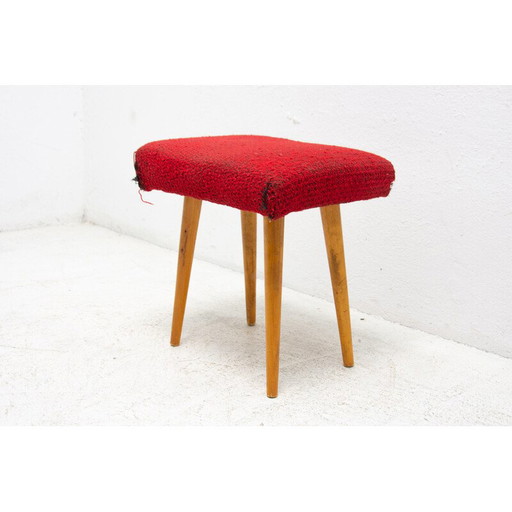 Mid century upholstered footrest, Czechoslovakia 1960s