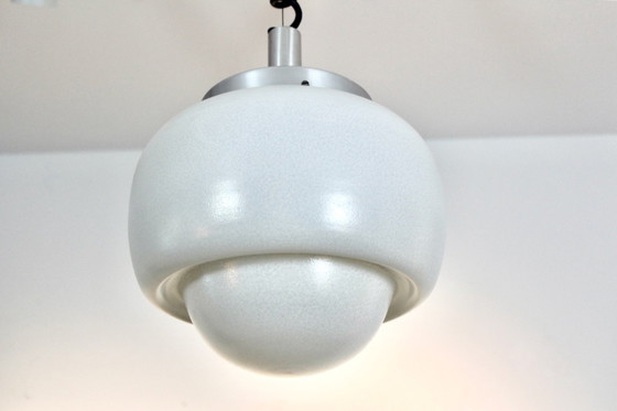 Peill & Putzler Aluminum and Opal Glass Bubble Pendant, Germany, 1960s, Pendant lamps, Aluminium, Black (photo 4 of 10)