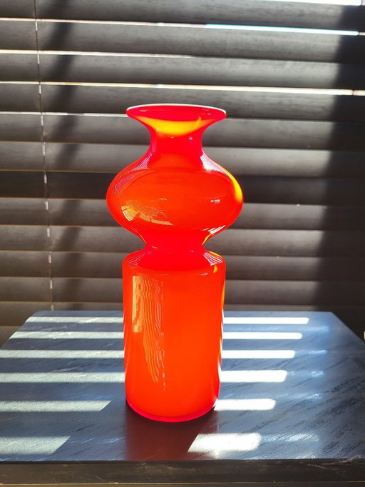 Scandinavian glass hooped vase Per Lütken for Holmegaard, Denmark, 1950