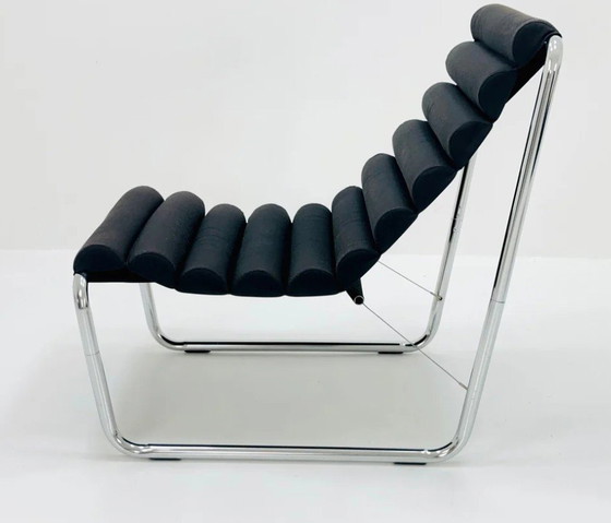 Image 1 of Vintage Michel Boyer Lounge Chair set 1970s Bauhaus armchair / chair black.