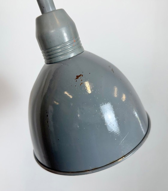 Image 1 of Grijze industriële wandlamp met flexibele arm van Elektroinstala, jaren 60.