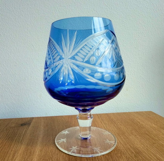 Image 1 of 3 millésimes Römer Kristall Cognacschwenker Bleikristall Blau Handgeschliffen