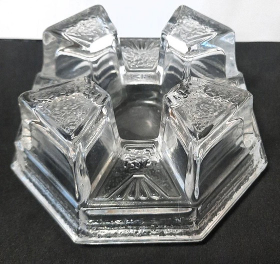 Image 1 of Art Deco Theelicht Houder – Kristalhelder Glas Meesterwerkje Vintage Glow