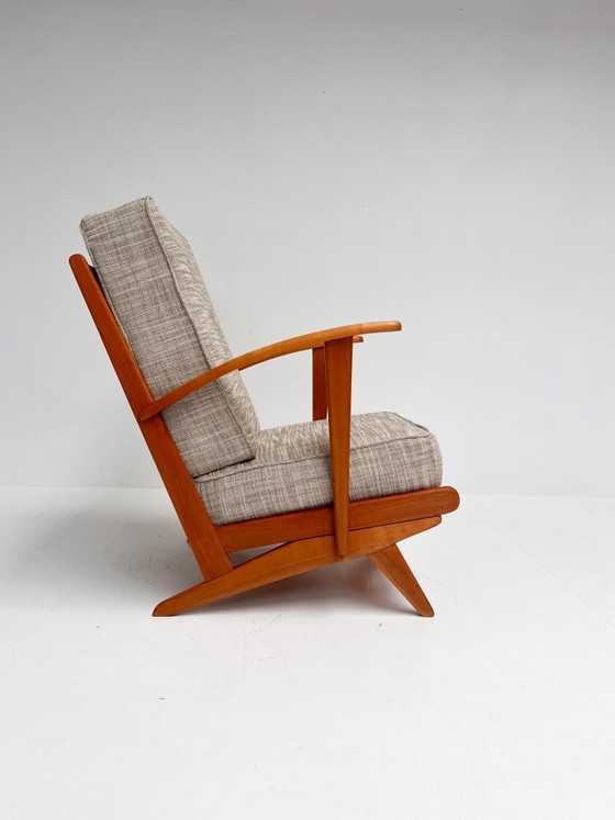 Image 1 of Poltrona in legno con struttura a fuso, stile metà secolo, anni '60 (singola unità)