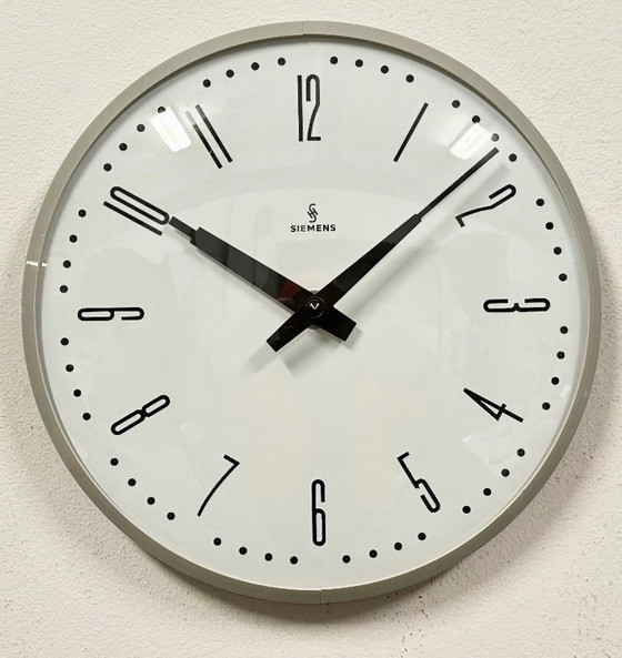 Image 1 of Grey Industrial Factory Wall Clock from Siemens, 1970s