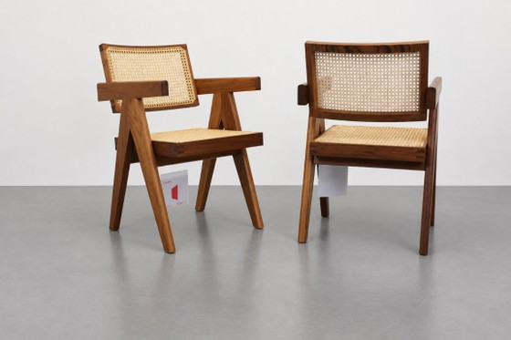 Juego de 2 Capitol 051 Complex Cassina, Pierre Jeanneret Poltrona, Teak, Rattan – Sillas de comedor, Wood (photo 3 of 7)