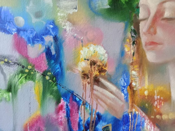Peinture à l'Huile Originale Abstraite Nature Fleurs Fille Arômes du Printemps – Peintures et dessins, Canvas (photo 4 of 10)