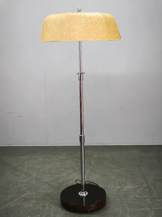 1950s Czechoslovakian Art Deco Chrome Floor Lamp with Handmade Shade – Floor lights, Metal, Paper (photo 12 of 13)