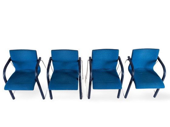 Image 1 of Original 4-piece Thonet S320 stacking chair set, Böhme Schneider, blue