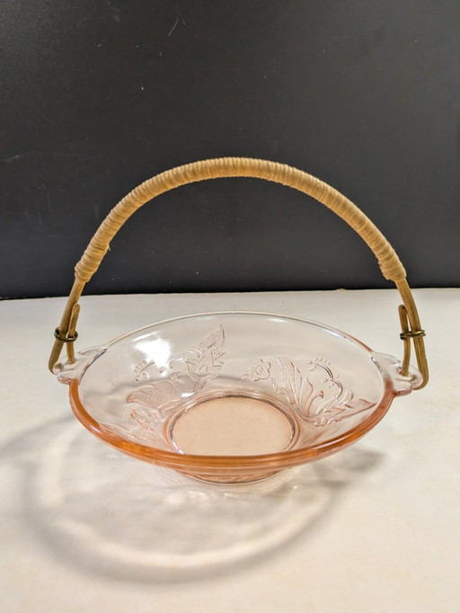 Vintage-Rosenglasschale mit Ösen