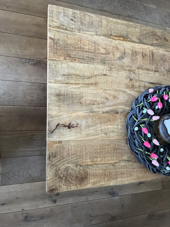 Image 1 of Wooden coffee table with metal frame