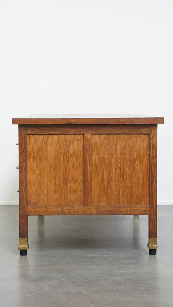 Image 1 of Antiker Art Deco Schreibtisch aus dem frühen 20. Jahrhundert aus Eichenholz im Stil der Amsterdamer Schule