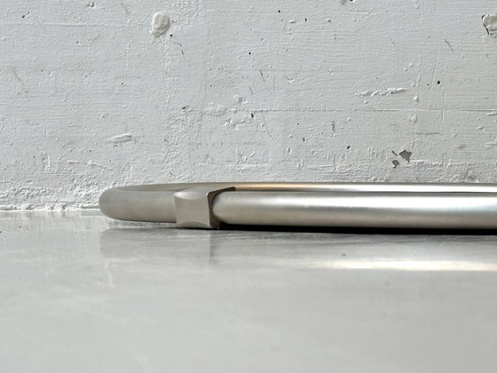 Image 1 of Oval retro wall mirror with aluminum frame, 1970s