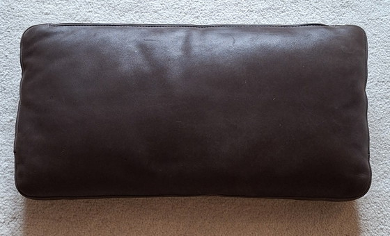 Image 1 of Set of 2 dark brown leather cushions, round and rectangular