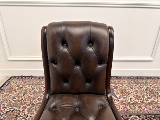 Sedia da ufficio Chesterfield classica inglese senza braccioli – Sedie da ufficio, Leather, Wood (photo 5 of 7)