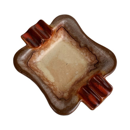 Fat lava ceramic ashtray signed, Germany, 1970s.