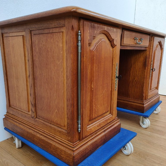 Image 1 of Escritorio de banquero antiguo de roble, escritorio de madera, oficina