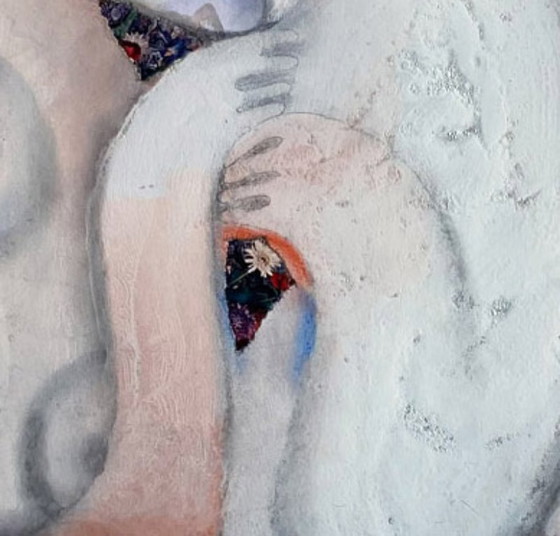 Image 1 of Expressionistisch en erotisch schilderij van N. Boéri Véfour. Frankrijk, jaren 2000.