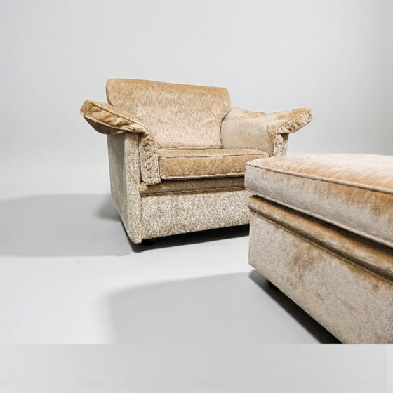 Image 1 of Vintage soft-seating lounge chair camel/ bèige velours 1970s