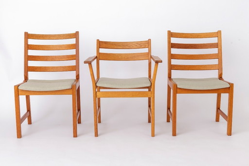 Set of 6 Kurt Østervig Oak Dining Chairs for KP Møbler, Danish Mid Century Chairs 1960s, Arm & Side Chairs