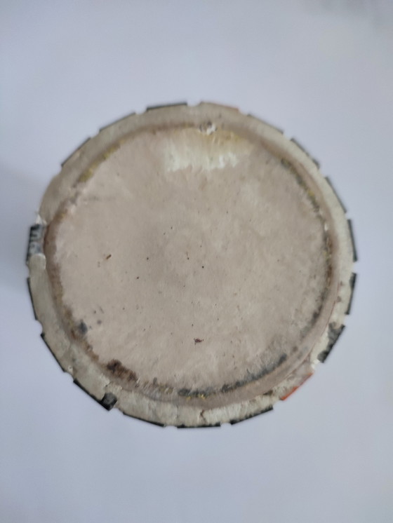 Image 1 of Jarrón de mosaico de la vendimia '70 Negro Blanco Rojo Azulejos articulados