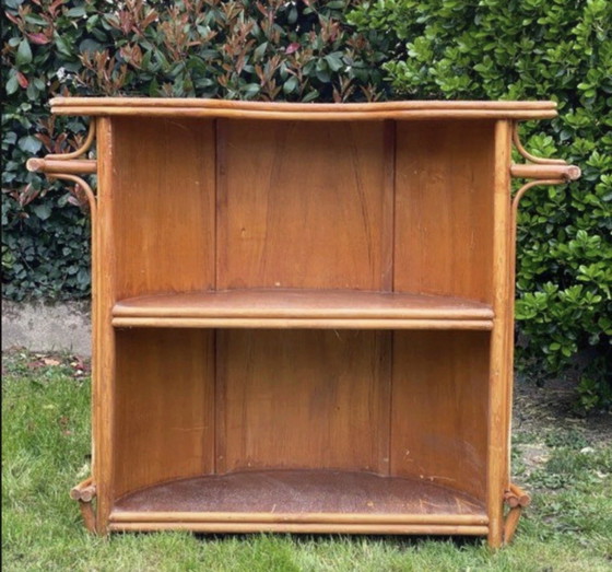 Image 1 of Half-moon bar in rattan and woven wicker – Vintage work, circa 1960-1970