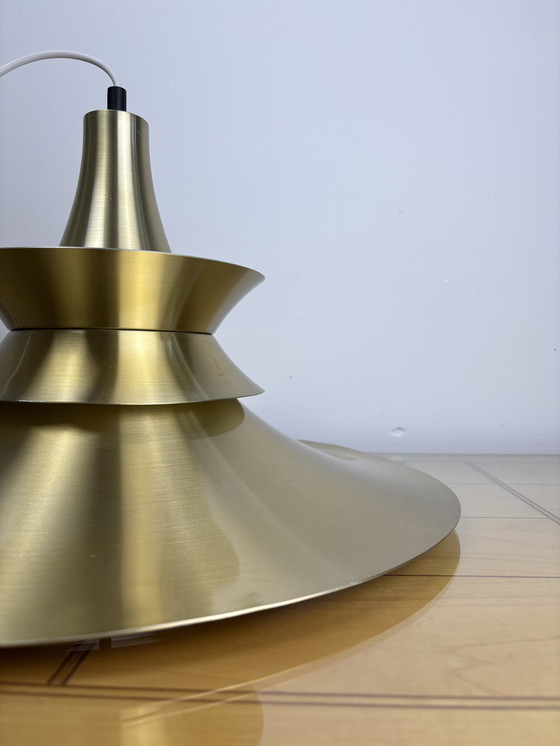 Image 1 of Lyskær Belysning Deense moderne koperen hanglamp, Spoetnik Design, Space Age, jaren 60, 70, industrieel ontwerp, minimalistisch,