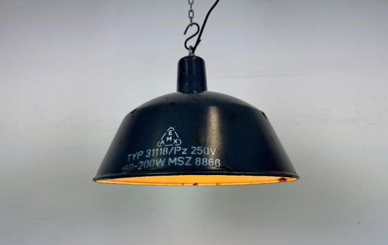 Image 1 of Lampada a sospensione industriale in smalto blu scuro di EMAX, anni '60