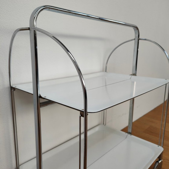 Image 1 of Vintage Barcart Drankkar Trolley Butlerwagen Serveerwagen. Opklapbaar