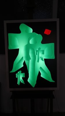 Grüne und rote Acrylglas-LED-Applikation, 2000er Jahre